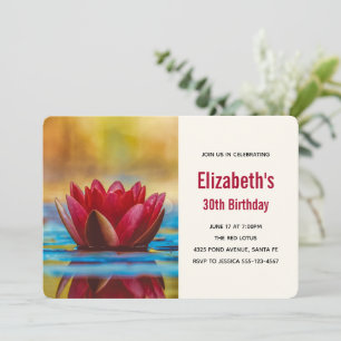 Pretty Photo of a Lotus Flower in a Pond Birthday Invitation