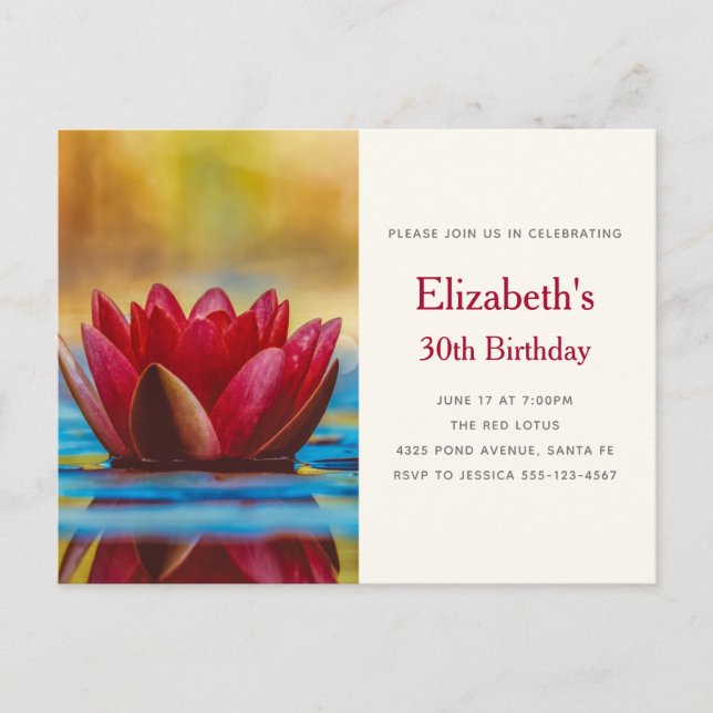 Pretty Photo of a Lotus Flower in a Pond Birthday Postcard (Front)
