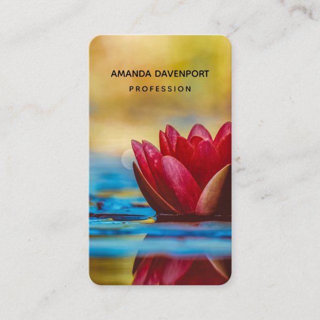 Pretty Photo of a Lotus Flower in a Pond Business Card (Front)