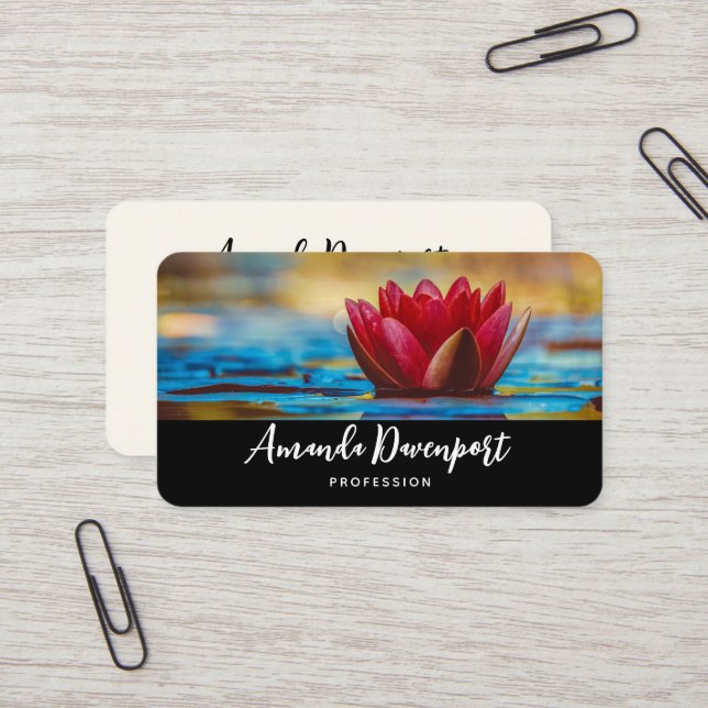 Pretty Photo of a Lotus Flower in a Pond Business Card (Front/Back In Situ)