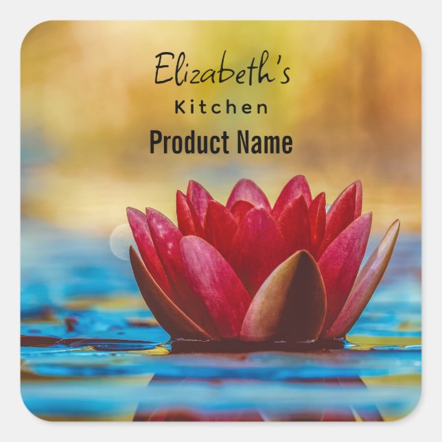 Pretty Photo of a Lotus Flower in a Pond Kitchen Square Sticker (Front)