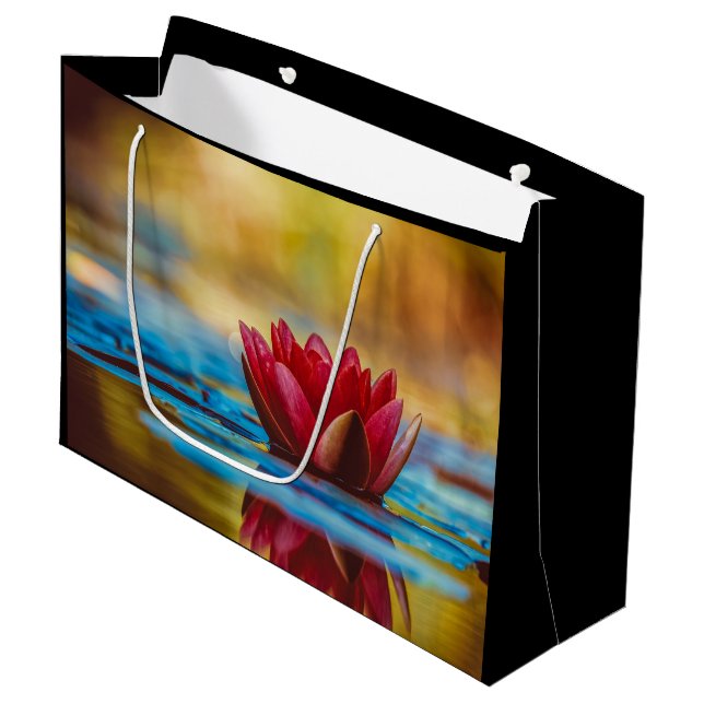Pretty Photo of a Lotus Flower in a Pond Large Gift Bag (Front Angled)