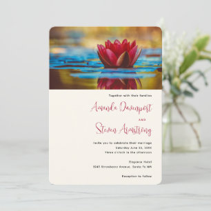 Pretty Photo of a Lotus Flower in a Pond Wedding Invitation