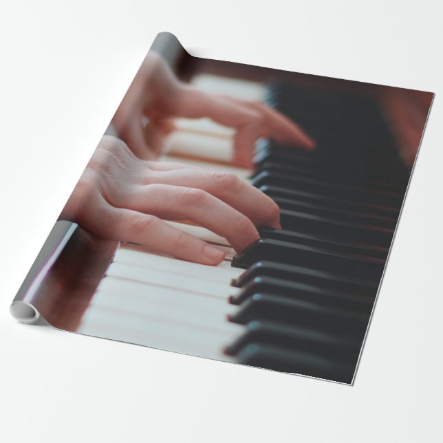 Pretty Piano Design Wrapping Paper (Unrolled)