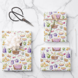 Pretty Picnic Baskets and Food Wrapping Paper Sheet