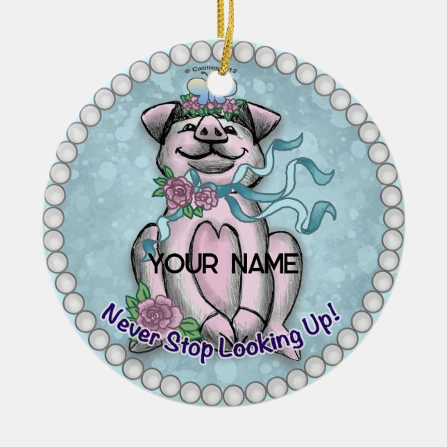 Pretty Piggy   Ceramic Tree Decoration (Front)