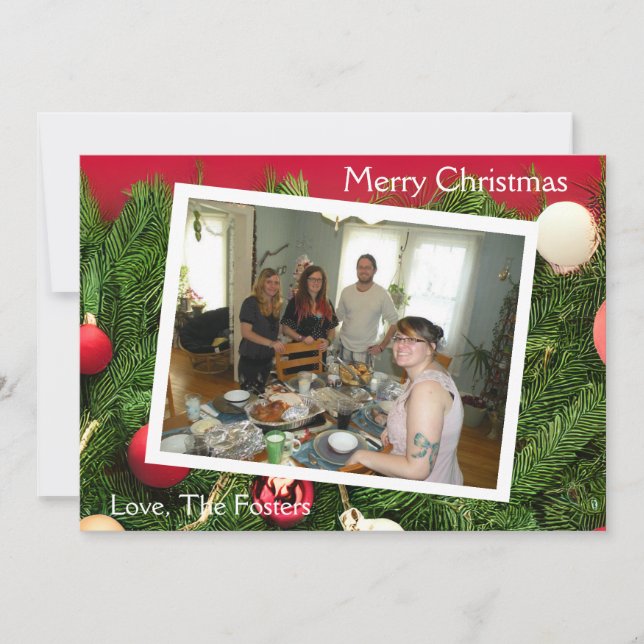 Pretty Pine Branches Christmas Photo Holiday Card (Front)