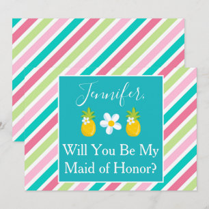 Pretty Pineapple Maid of Honour Proposal Invitation