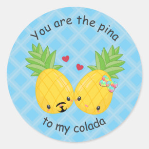 Pretty Pineapple Tropical Pina Colada Romantic Classic Round Sticker