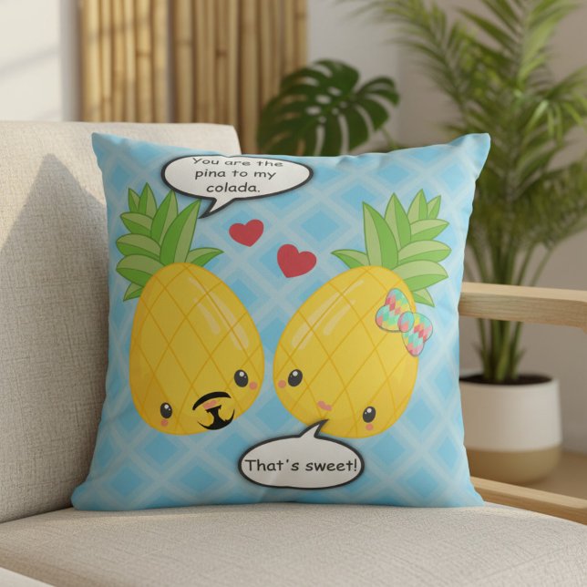 Pretty Pineapple Tropical Pina Colada Romantic Cushion (Creator Uploaded)
