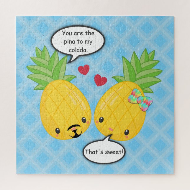 Pretty Pineapple Tropical Pina Colada Romantic Jigsaw Puzzle (Vertical)