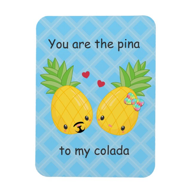 Pretty Pineapple Tropical Pina Colada Romantic Magnet (Vertical)