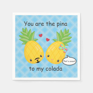Pretty Pineapple Tropical Pina Colada Romantic Napkin