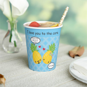Pretty Pineapple Tropical Pina Colada Romantic Paper Cups