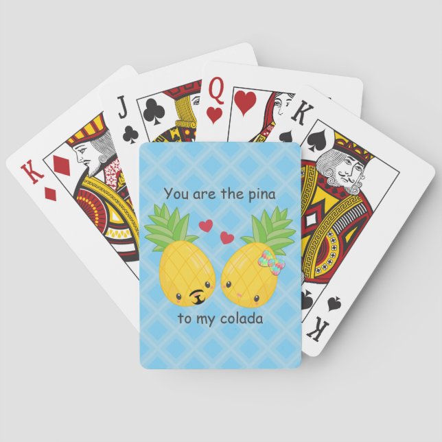 Pretty Pineapple Tropical Pina Colada Romantic Playing Cards (Back)
