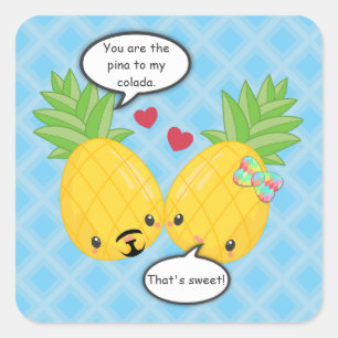 Pretty Pineapple Tropical Pina Colada Romantic Square Sticker