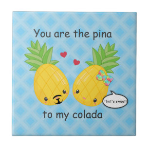 Pretty Pineapple Tropical Pina Colada Romantic Tile