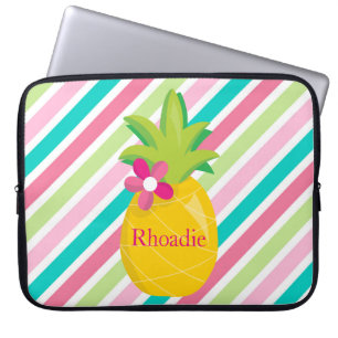 Pretty Pineapple with Stripes Laptop Sleeve