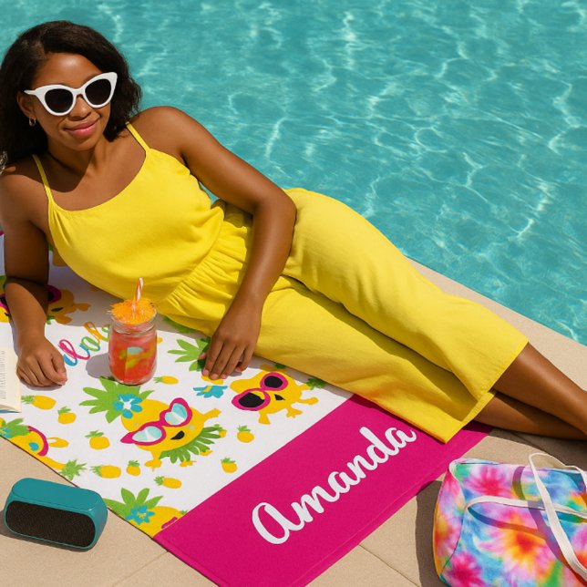 Pretty Pineapples Aloha Girly Beach Towel (Creator Uploaded)