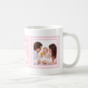 Pretty Pink 2 Photos with Large Monogram Coffee Mug