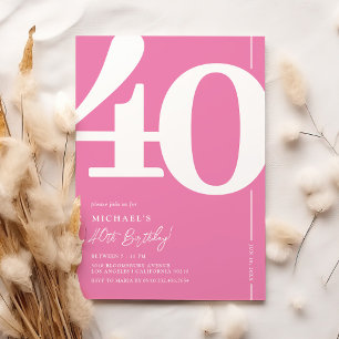 Pretty Pink 40th Birthday Invitation
