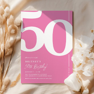 Pretty Pink 50th Birthday Invitation