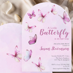 Pretty Pink A Little Butterfly Baby Shower Arch Invitation