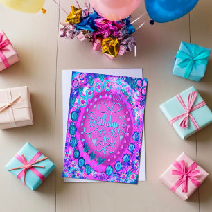 Pretty Pink Abstract Birthday Girl Trendy Card
