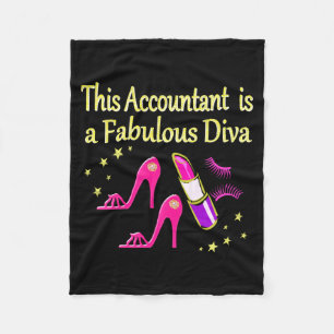PRETTY PINK ACCOUNTANT DIVA DESIGN FLEECE BLANKET