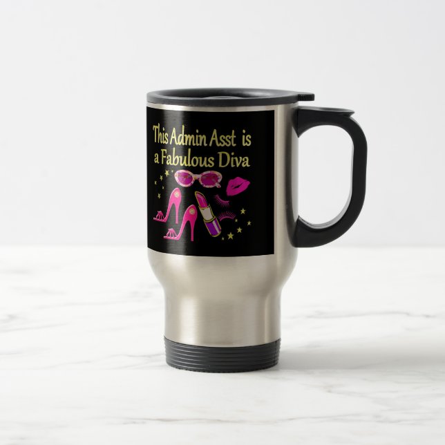 PRETTY PINK ADMIN ASST DIVA DESIGN TRAVEL MUG (Right)