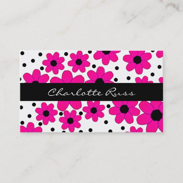 Pretty Pink and Black Flowers Mummy Card (Front)