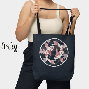 Pretty Pink and Black Koi Fish Pond Logo  Tote Bag