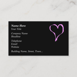 Pretty Pink and Black Love Heart. Business Card