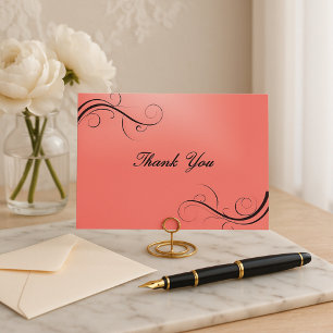 Pretty Pink and Black Modern Thank You Postcard