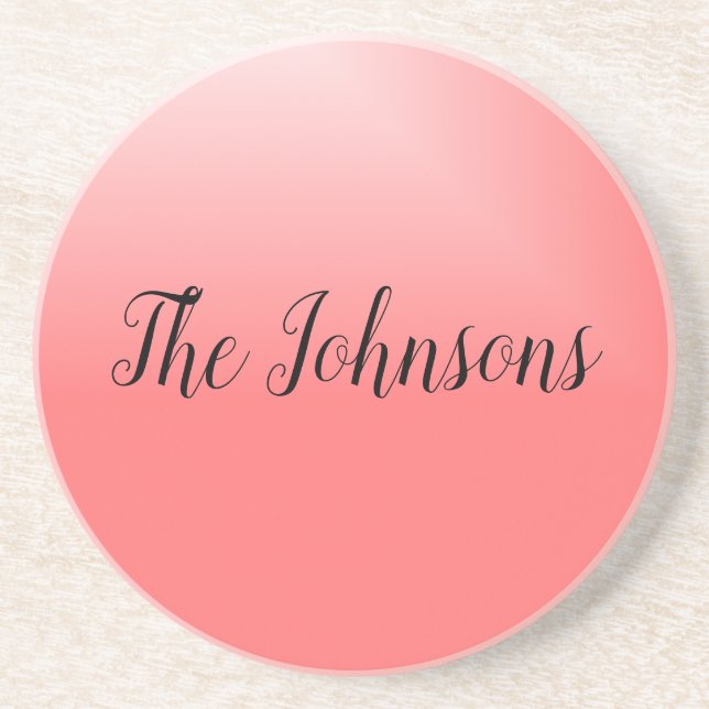 Pretty Pink and Black Name Coaster (Front)