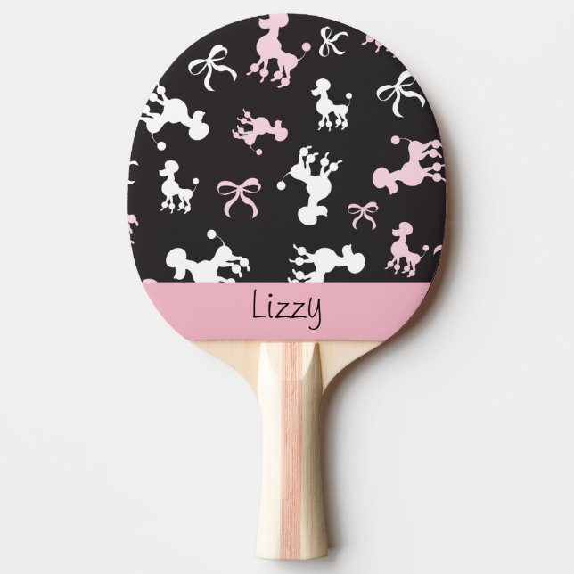 Pretty Pink and Black Poodles Ping Pong Paddle (Front)