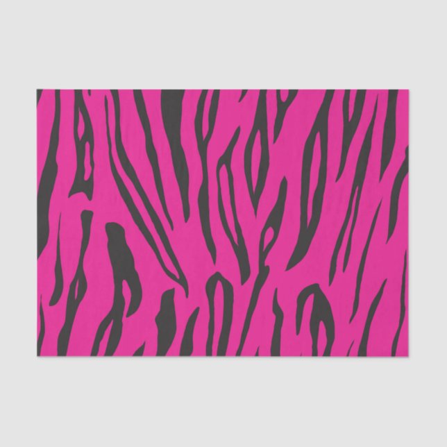 Pretty Pink and Black Tiger Stripes Tissue Paper (Front)