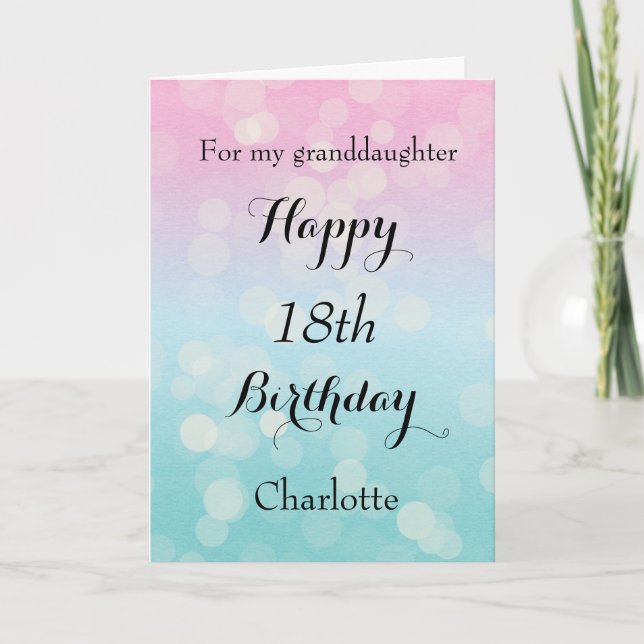 Pretty Pink and Blue 18th Birthday Card (Front)
