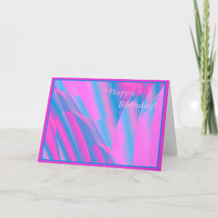 Pretty pink and blue abstract birthday card