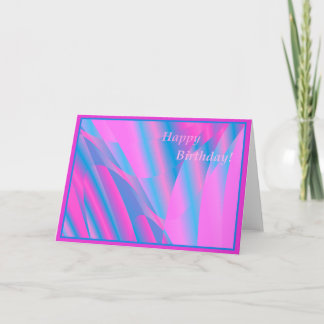 Pretty pink and blue abstract birthday card