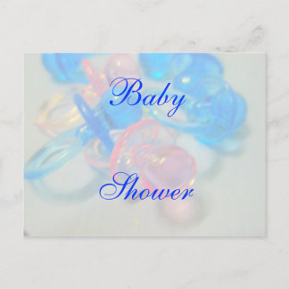 Pretty Pink and Blue Baby Shower Invitation Postcard