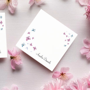 Pretty Pink and Blue butterfly Personalised Post-it Notes