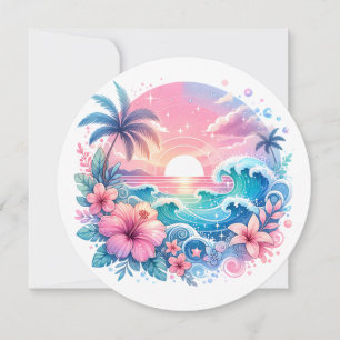 Pretty Pink and Blue Coastal Art