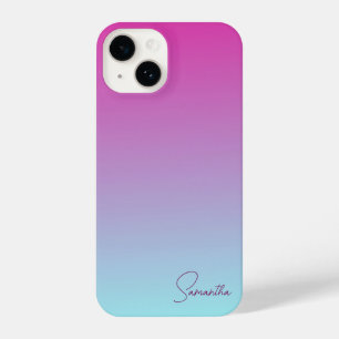 Pretty Pink and Blue Cotton Candy Ombre iPhone 14 Case