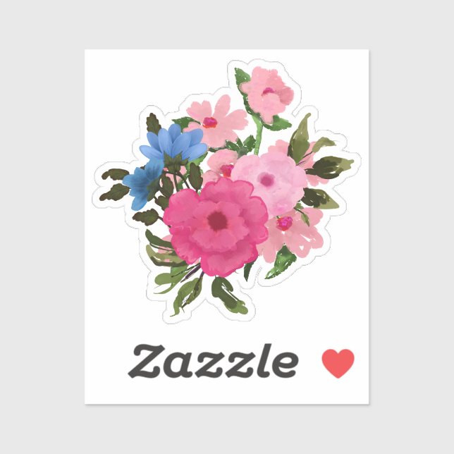 Pretty Pink and Blue Floral Bouquet (Sheet)