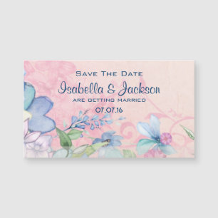 Pretty Pink and Blue Floral Save The Date
