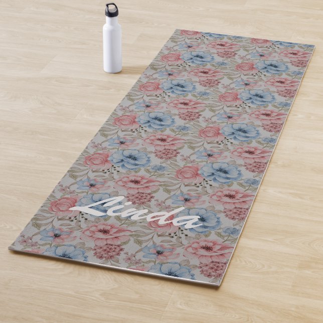 Pretty Pink And Blue FlorAL Yoga Mat (In Situ)