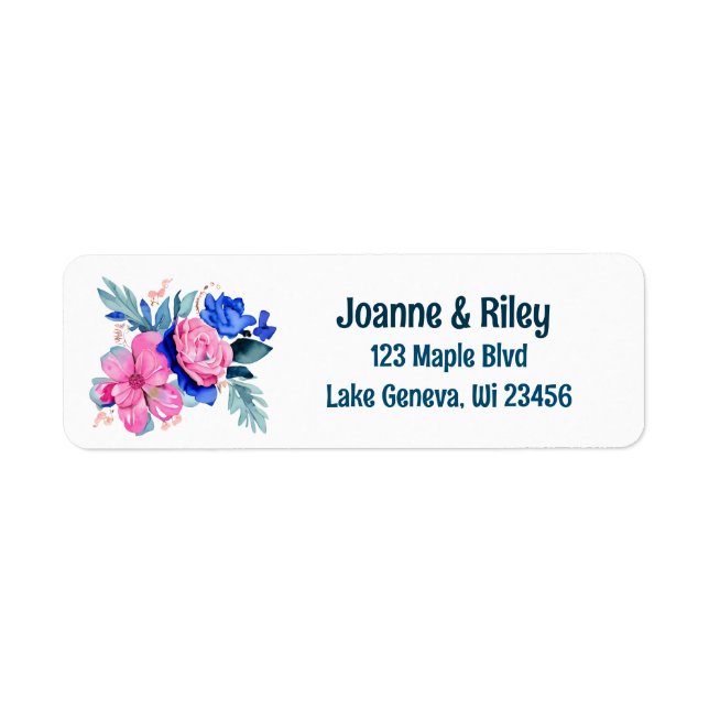 Pretty Pink and Blue Flowers Personalised (Front)