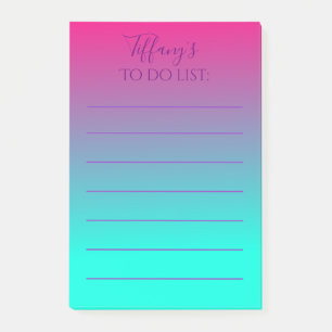 Pretty pink and blue ombre to do list post-it notes