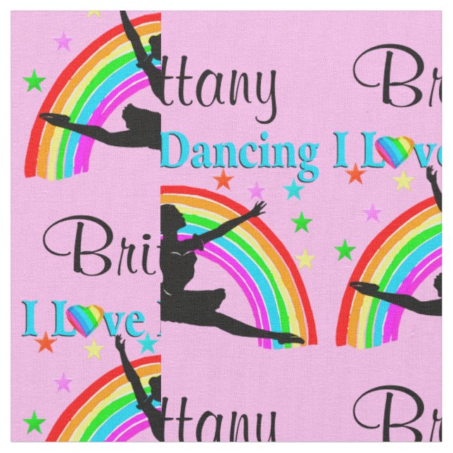 PRETTY PINK AND BLUE PERSONALIZED BALLERINA FABRIC (Close Up)